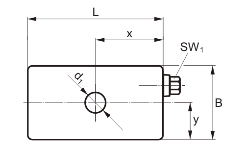 Wedgmounts - Dimensioned sketch top view