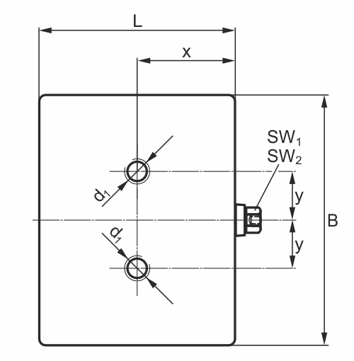 Wedgmounts - Dimensioned sketch top view