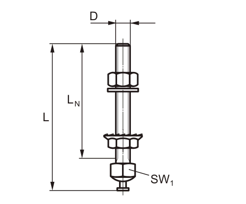 Special studs pat. G1  SW17 - Dimensioned sketch