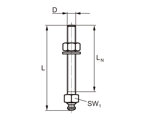 Special studs U-1   SW13 - Dimensioned sketch